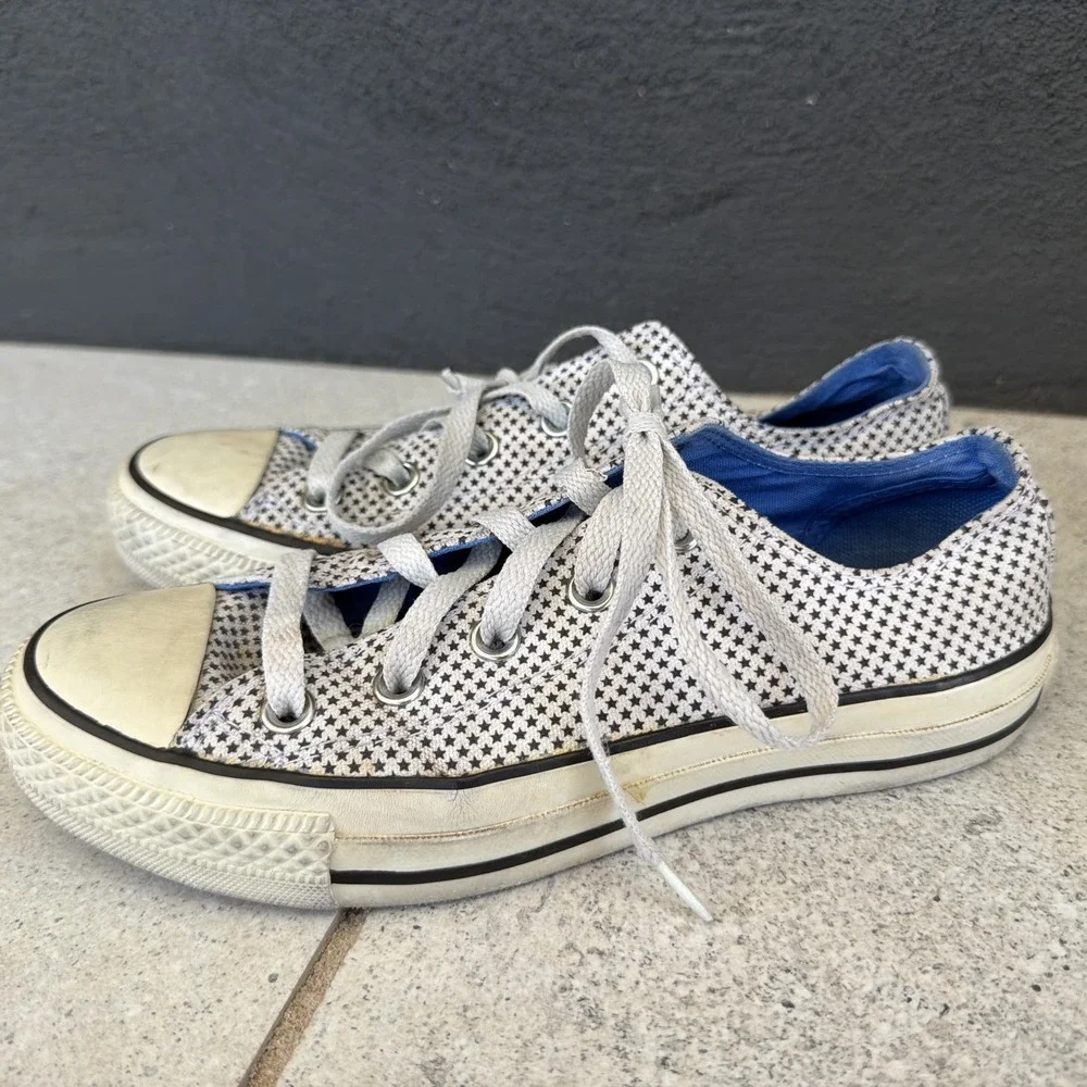 Converse all stars White Navy star‎ pattern low top M4/W6
